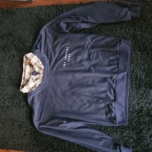 Large navy blue shirt with a checkered collar by Romwe